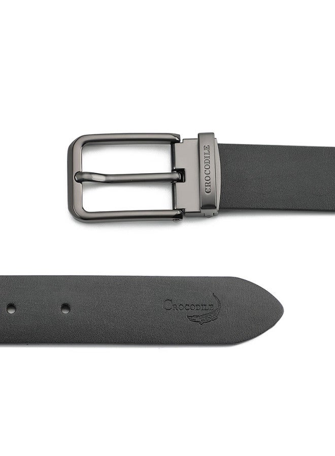 Crocodile Vintage Casual Men's Genuine Leather Belt Fashion Pin Buckle Youth Waist Belt Birthday Gift 4187 Black - Image 4
