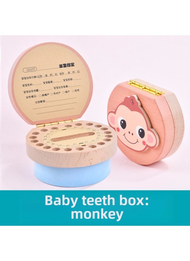 Deciduous Teeth Commemorative Box Boys And Girls Deciduous Teeth Box Children's Teeth Storage Box Baby's Teeth Storage Box-Color:Set Tooth Box Color-Monkey (foundation) - Image 1