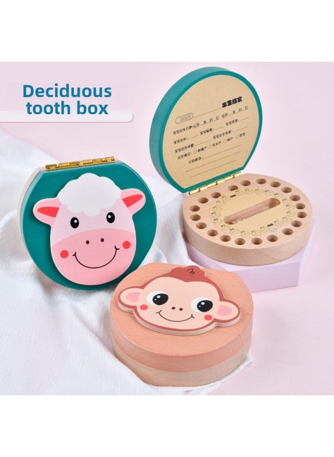 Deciduous Teeth Commemorative Box Boys And Girls Deciduous Teeth Box Children's Teeth Storage Box Baby's Teeth Storage Box-Color:Set Tooth Box Color-Monkey (foundation) - Image 2