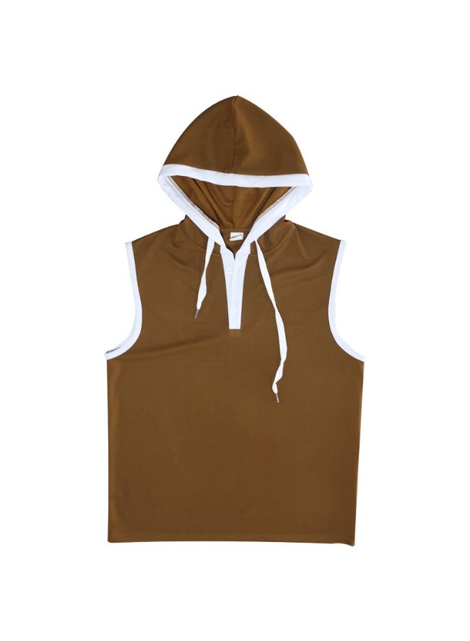 Men's Training Tank Top Sleeveless Hooded Vest Heavyweight Summer Sport Fitness Wear Comfortable Breathable Male Chest Protector - Image 2