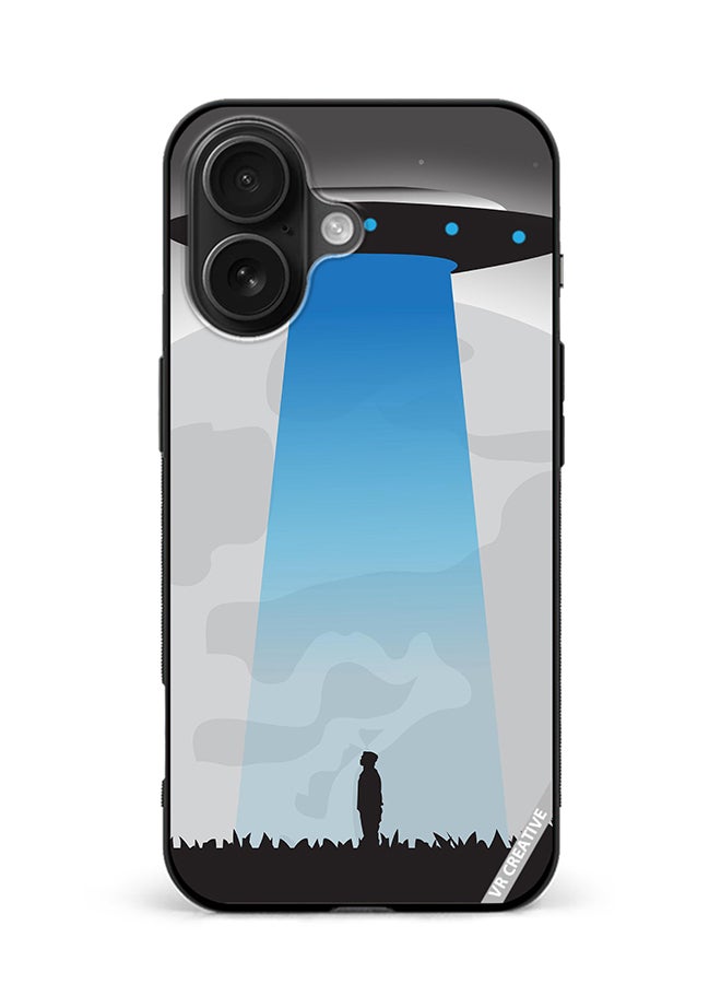 Protective Case Cover For Apple iPhone 16 Plus Ufo Sighting In Full Moon Design Multicolour