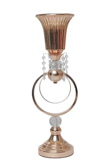 Arkit Unique Metal Gold Vase with Crystal Hanging for WeddingBirthday Party Family Function Metal Candlesticks Holder Flower Pot Bowl for Wedding