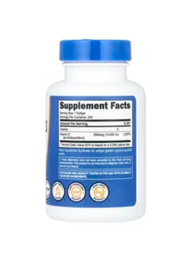 Nutricost, Vitamin D3, 250 mcg (10,000 IU), 240 Softgels - Image 2
