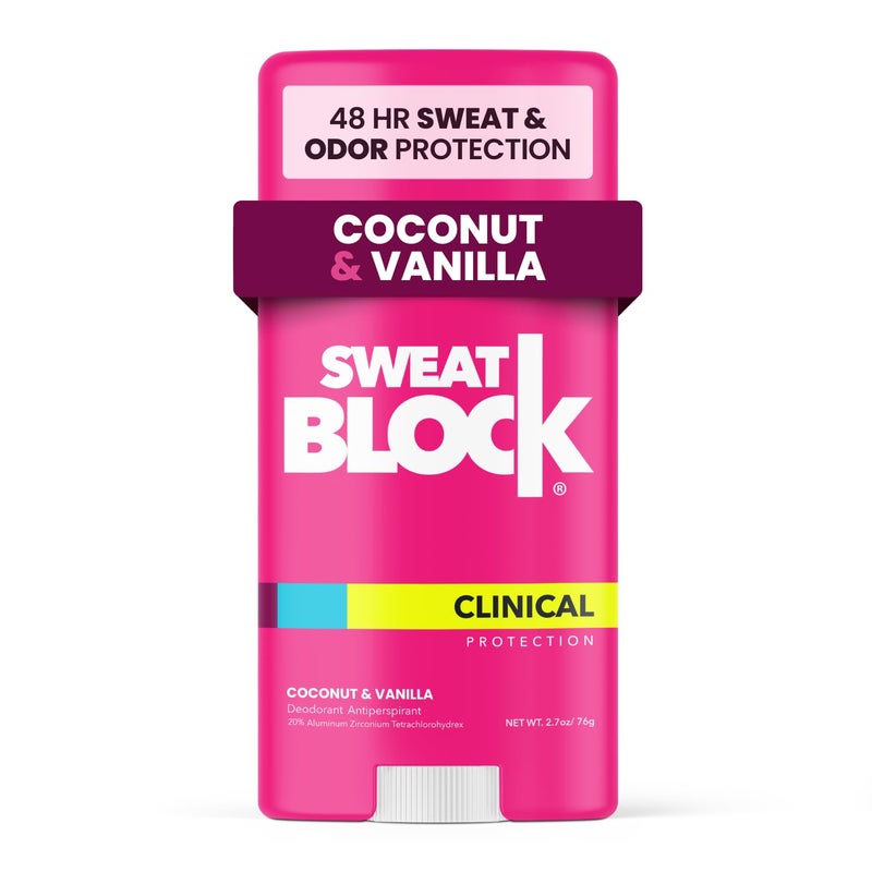 SweatBlock Clinical Strength Deodorant for Women Coconut and Vanilla Scent 48 Hour Sweat and Odor Protection Daily Use Formula Designed for Long-Lasting Freshness and Confidence Dermatologist Tested - Image 1