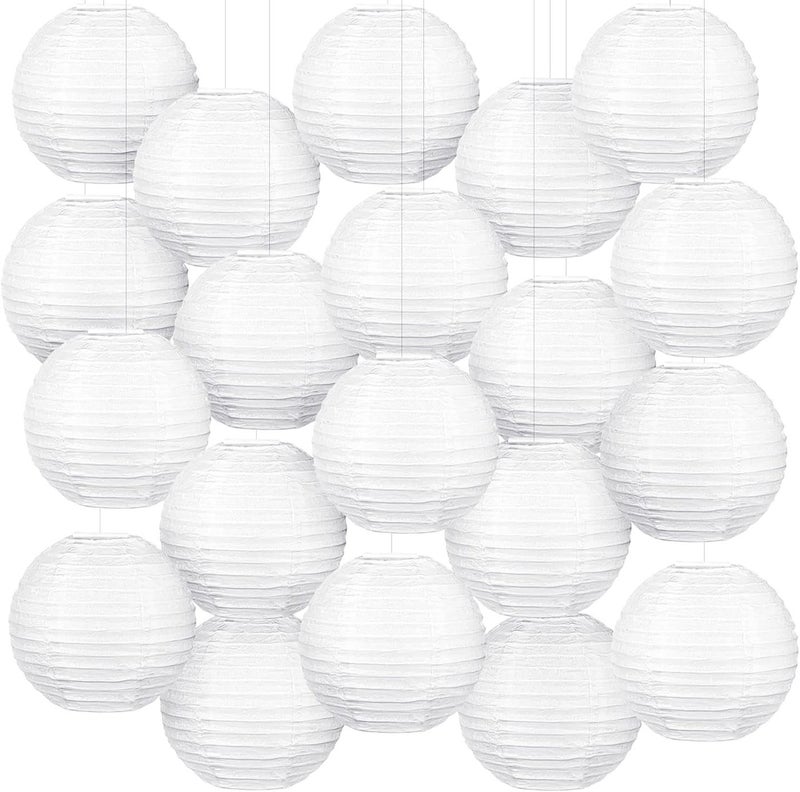 Hortsun 20 Pcs Chinese Japanese Paper Lanterns 3 Inches Decorative Hanging Ball Paper Lanterns Lamps for Wedding Birthday Party Shower Home DecorationsWhite