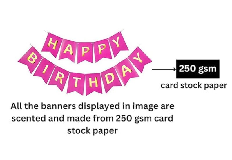 HK balloons Happy Birthday Banner Decoration For Boys, Girls, Boyfriend, Girlfriend, (Pink Bunting Banner) - Image 2