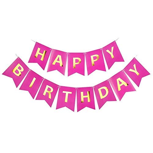 HK balloons Happy Birthday Banner Decoration For Boys, Girls, Boyfriend, Girlfriend, (Pink Bunting Banner) - Image 4