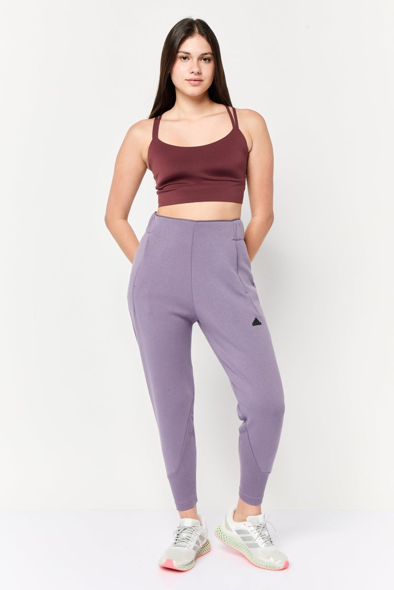 Adidas Women Regular Fit Brand Logo Training Sweatpants, Purple - Image 2