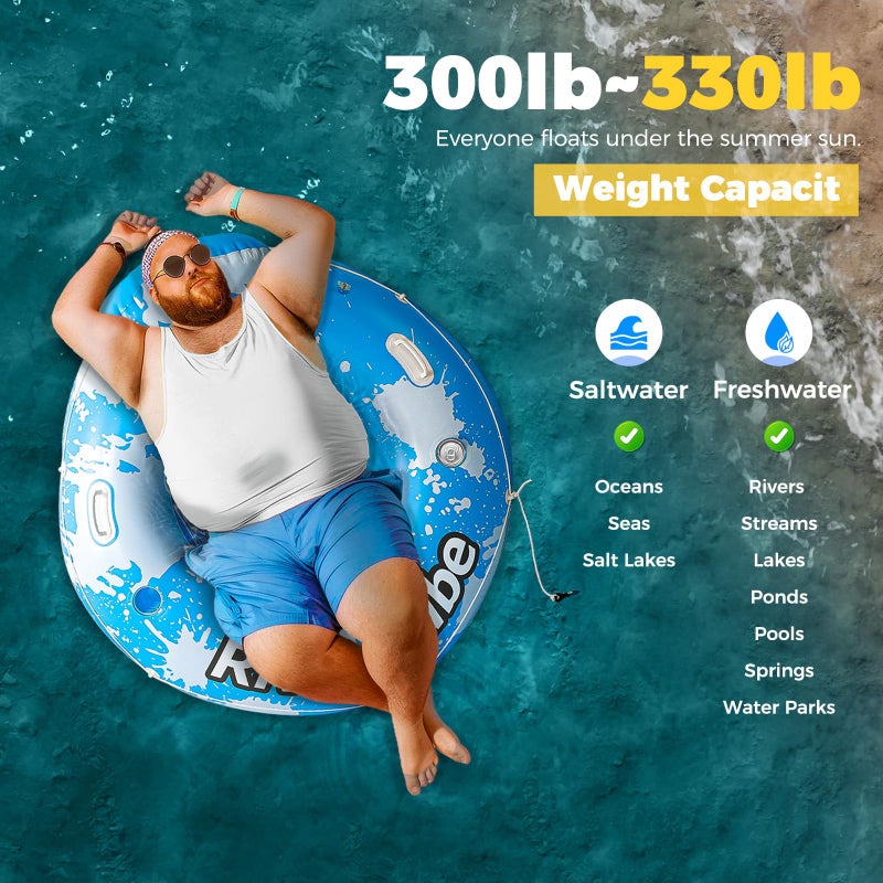 Kizjorya 2025 New & Upgraded River Tubes For Floating Heavy Duty  Inflatable Float For Beach Lake Rafting  Fool Floats With Mesh Bottom  Cup Holder  Backrest - Image 3