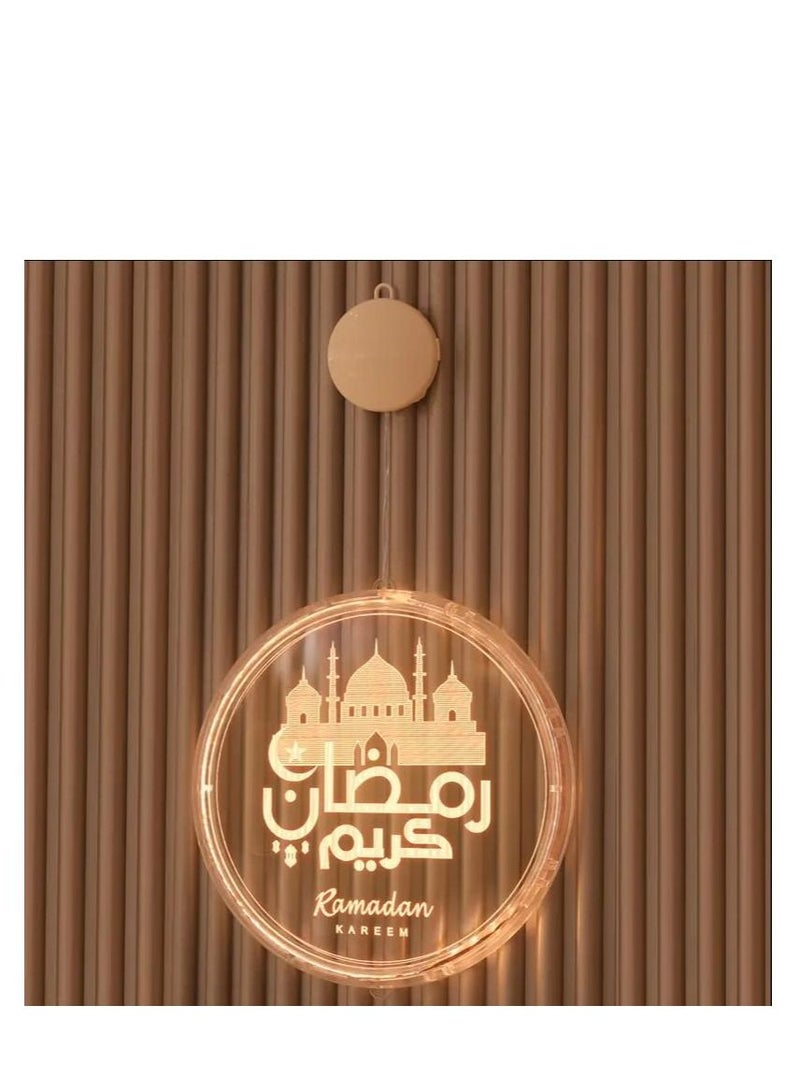 Y&D Eid Decoration 3D Disc Battery Hanging Lights Ramadan Castle Moon LED - Image 1
