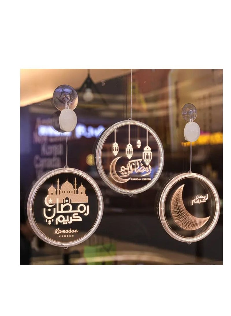 Y&D Eid Decoration 3D Disc Battery Hanging Lights Ramadan Castle Moon LED - Image 3