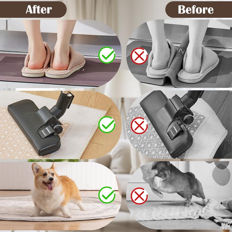 EKIND Black Reusable Rug Gripper Anti Slip Carpet Tape, Dual Sided Adhesive Pads for Non Slip Rug Pads for Hardwood Floors Mat Corner and Tiles Fixing Trimmable Shape(8Pcs,Triangle) - Image 4