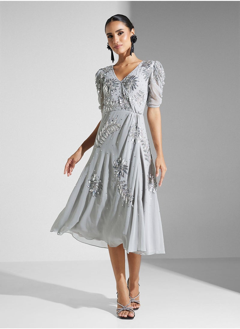 Amelia Rose Embellished Chiffon Dress - Image 1