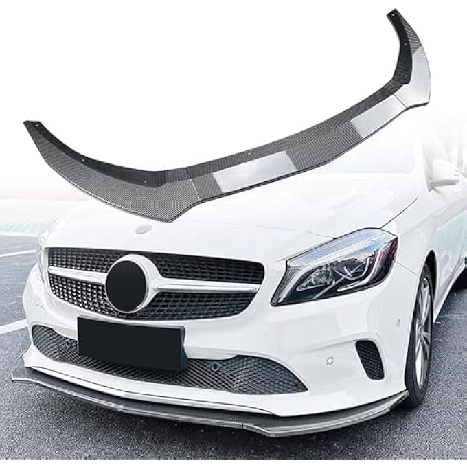 FINMOKAL Carbon Fiber Look Front Bumper Spoiler Lip Lower Splitter Compatible with Benz A Class W176 2016-2018 2017 Base Version - Image 1