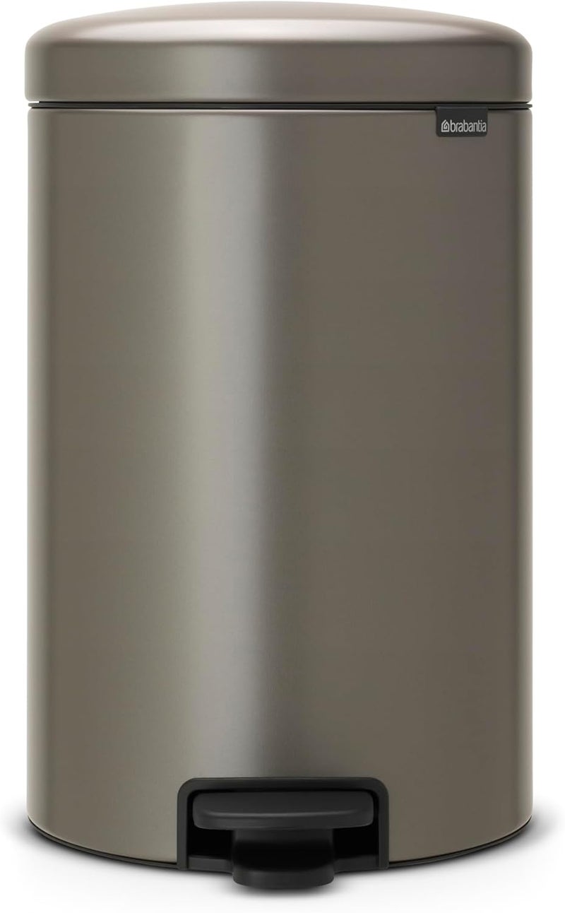 Brabantia 114045 Newicon Pedal Bin with Plastic Inner Bucket, 20 Litre - Platinum - Image 1