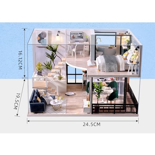 MAGQOO DIY Miniature Dollhouse Kit with Furniture 132 Scale Creative Room Mini Wooden Doll House Accessories DIY Miniature House Kit Satisfied Time - Image 5