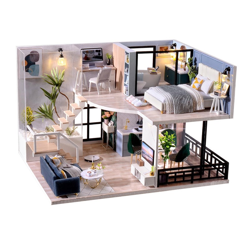 MAGQOO DIY Miniature Dollhouse Kit with Furniture 132 Scale Creative Room Mini Wooden Doll House Accessories DIY Miniature House Kit Satisfied Time - Image 3
