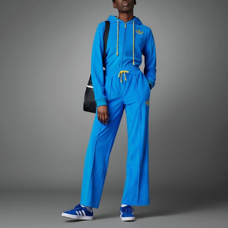 Adidas (WMNS) adidas Adicolor Heritage Now Velour Zip Hoodies 'Blue' - Image 2