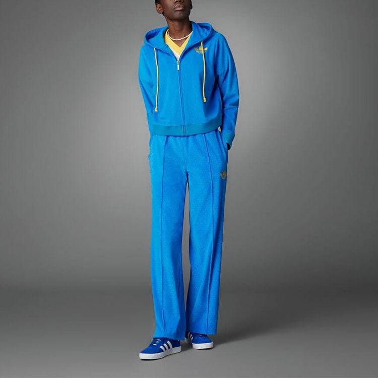 Adidas (WMNS) adidas Adicolor Heritage Now Velour Zip Hoodies 'Blue' - Image 3