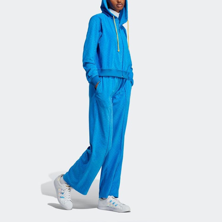 Adidas (WMNS) adidas Adicolor Heritage Now Velour Zip Hoodies 'Blue' - Image 4