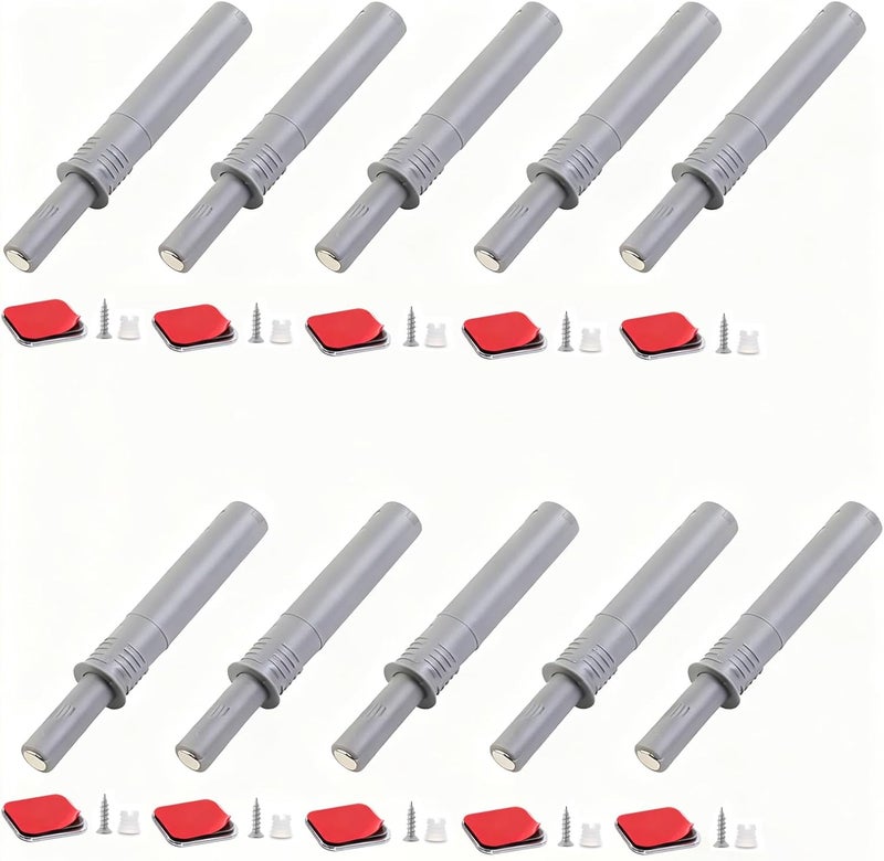 bjsdkff 10PCS Magnetic Push Latches for Cabinet Push to Open Door Latch, Gray Soft Quiet Close Closers, Plastic Damper Buffer Push for Kitchen Drawer Door - Image 1