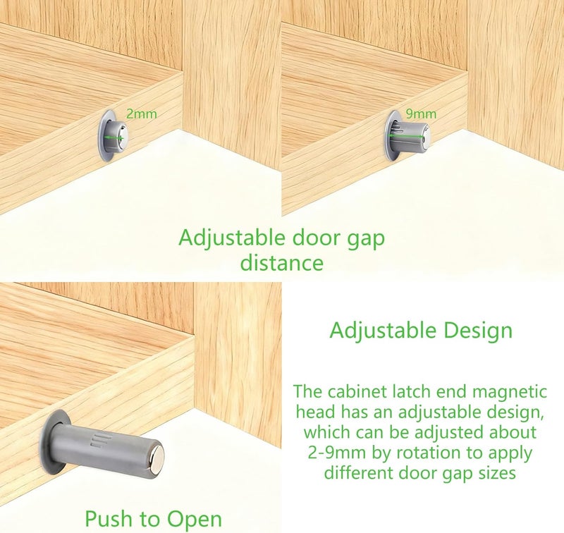 bjsdkff 10PCS Magnetic Push Latches for Cabinet Push to Open Door Latch, Gray Soft Quiet Close Closers, Plastic Damper Buffer Push for Kitchen Drawer Door - Image 5