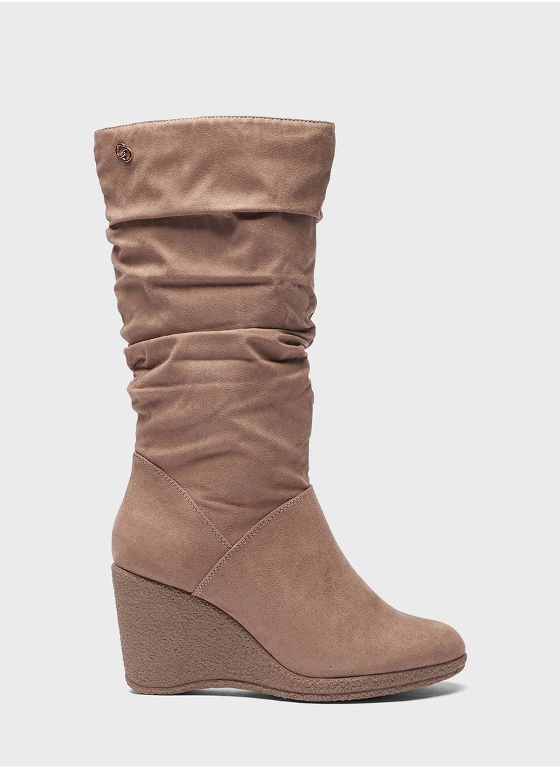 Celeste - Pointed Toe Mid Heel Knee Boots - Image 1