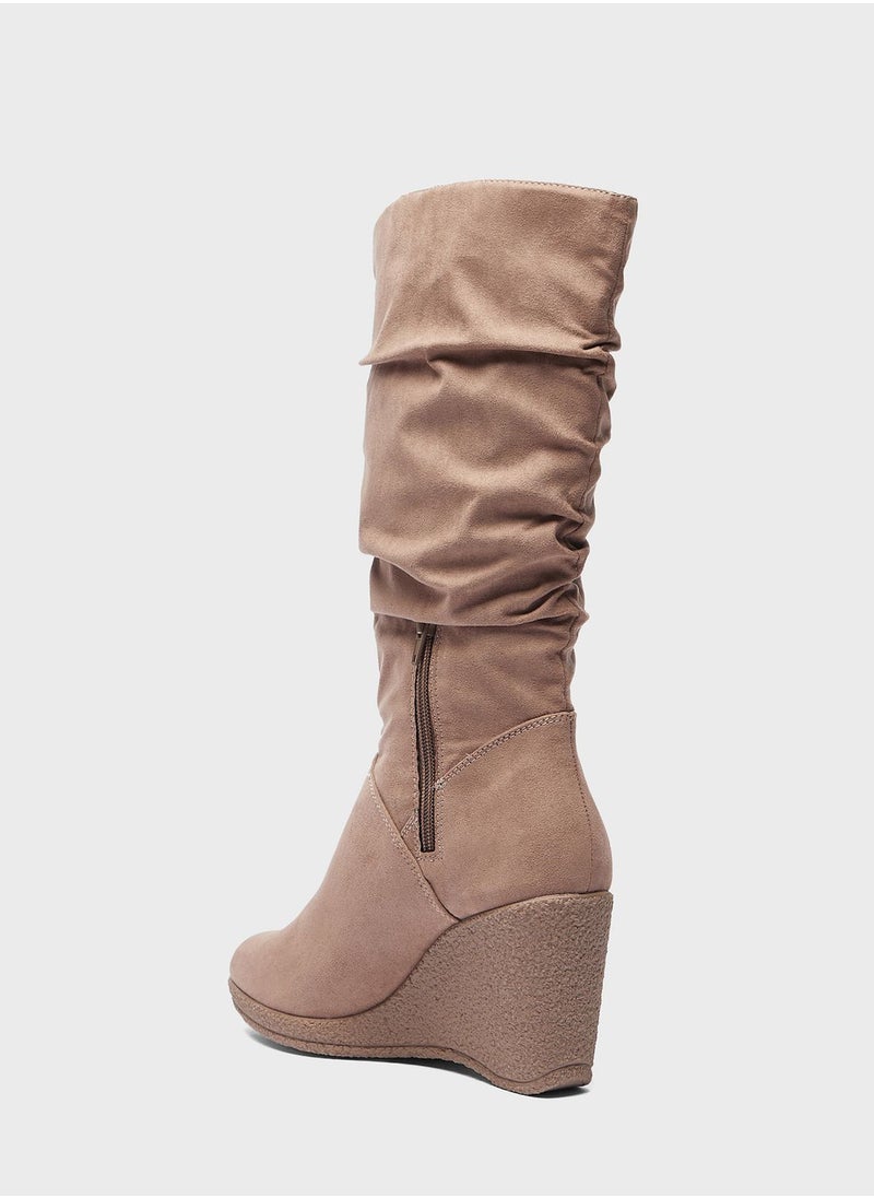 Celeste - Pointed Toe Mid Heel Knee Boots - Image 1