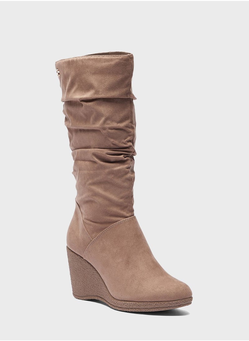 Celeste - Pointed Toe Mid Heel Knee Boots - Image 1