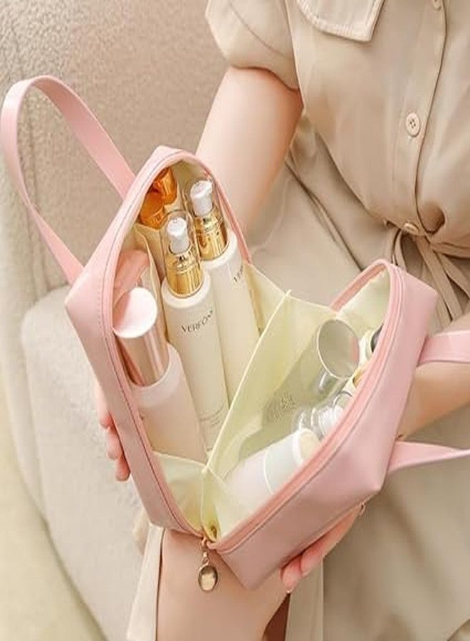 LEVGRY Freestanding & Vertical Makeup Pouch, Makeup Pouch, Cute Brand, Large Capacity, Compact, Cute, Large Capacity, Compact Pouch Perfect for Travel! Freestanding (Pink) - Image 3