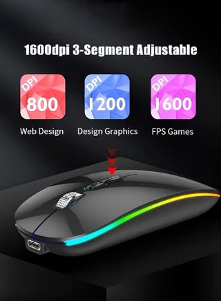 Wireless Bluetooth Mouse,Rechargeable Slim Silent Laptop Mouse,Portable BT5.2 And 2.4G USB Receiver Dual Mode Computer Mice,3 Adjustable DPI,For Notebook,Tablet,Phone,Black - view 5