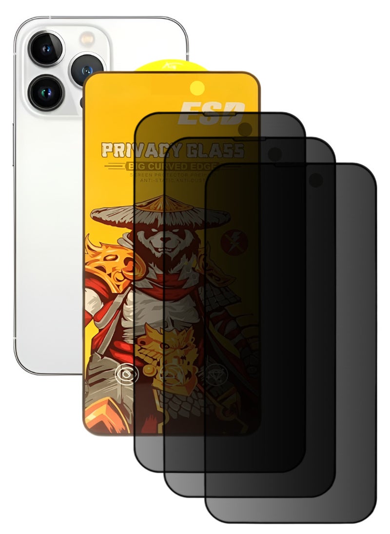 ESD 3 Pieces Tempered Dustproof Privacy Glass Screen Protector Compatible For iPhone 13 Pro Max - Image 1