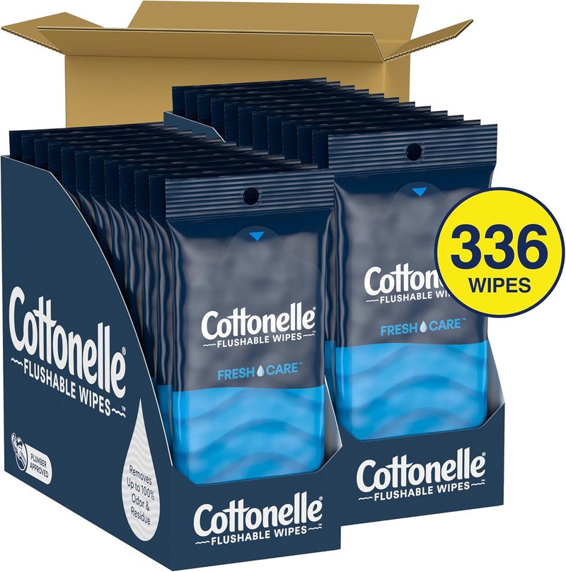 Cottonelle Fresh Care On-The-Go Flushable Wet Wipes, Adult Wet Wipes, 24 On-The-Go Pack, 14 Wipes Per Pack (336 Total Wipes), Packaging May Vary - Image 2