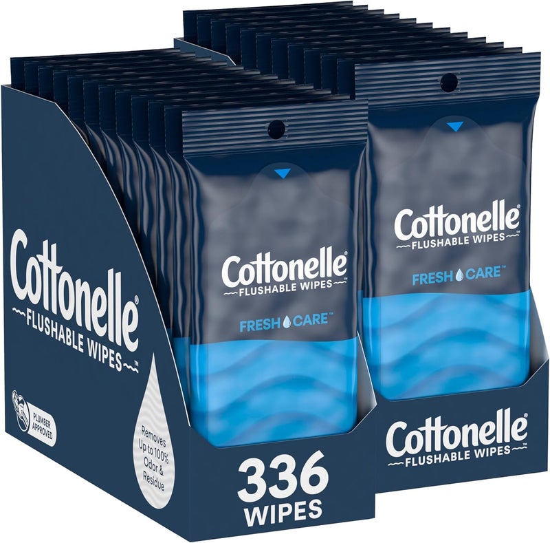 Cottonelle Fresh Care On-The-Go Flushable Wet Wipes, Adult Wet Wipes, 24 On-The-Go Pack, 14 Wipes Per Pack (336 Total Wipes), Packaging May Vary - Image 1