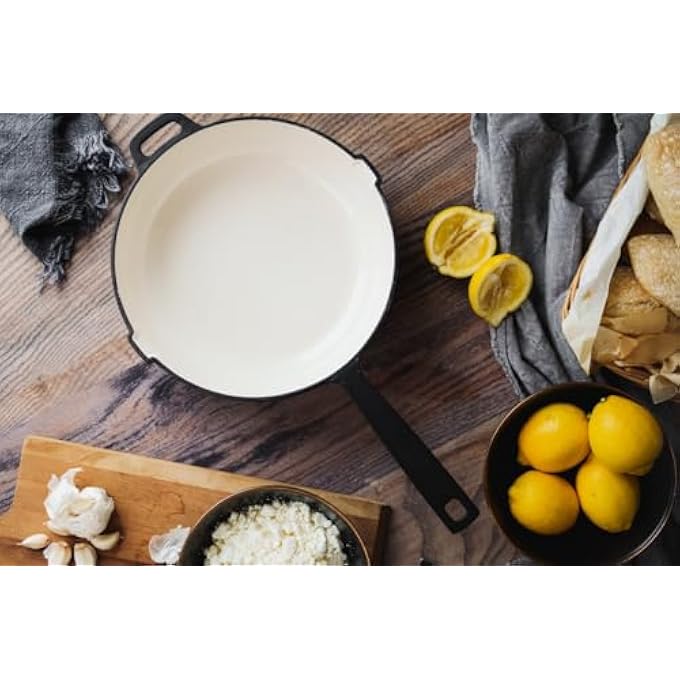 Barebones Enamel Lined Cast Iron Skillet  10 In  Vintage White - Image 5