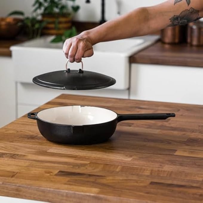 Barebones Enamel Lined Cast Iron Skillet  10 In  Vintage White - Image 4