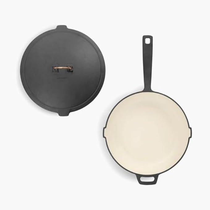 Barebones Enamel Lined Cast Iron Skillet  10 In  Vintage White - Image 3