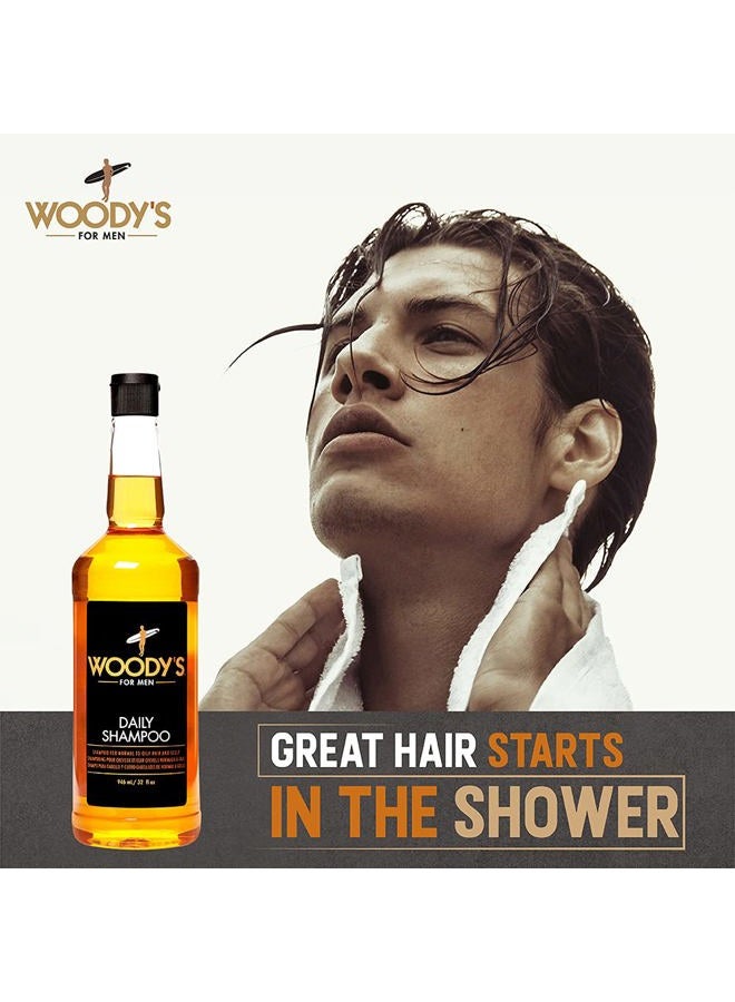 Woody's Daily Shampoo for Men - Sulfate-Free, Hydrating Hair Care, All Natural & Organic, Refreshing Scalp Cleanser Mens Shampoo, 32 fl oz  - Image 3