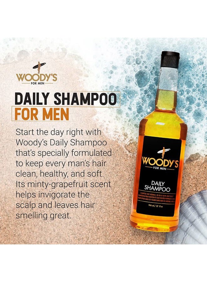 Woody's Daily Shampoo for Men - Sulfate-Free, Hydrating Hair Care, All Natural & Organic, Refreshing Scalp Cleanser Mens Shampoo, 32 fl oz  - Image 2
