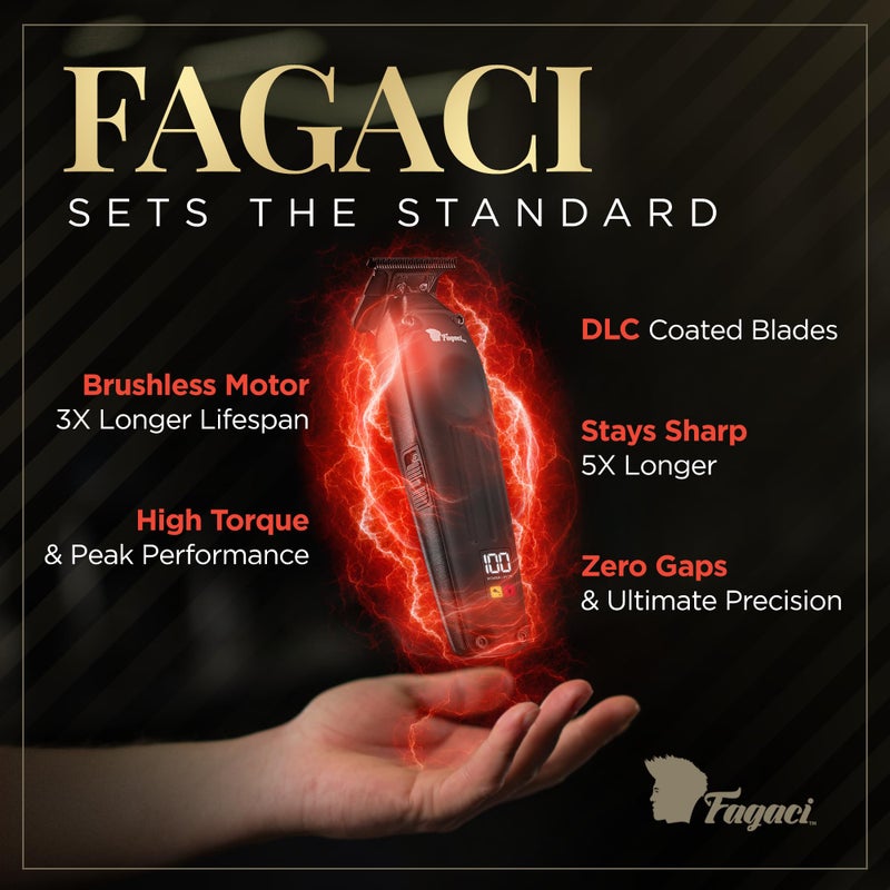 Fagaci مقص فاجاسي الاحترافي بدون فراغ للرجال، ماكينة حلاقة لحية لاسلكية بحدّة تدوم 5 مرات أطول للرجال، مقصات احترافية لمصففي الشعر بمحرك بدون فرش، مقصات بدون فراغ بشفرة T لمصففي الشعر - Image 3