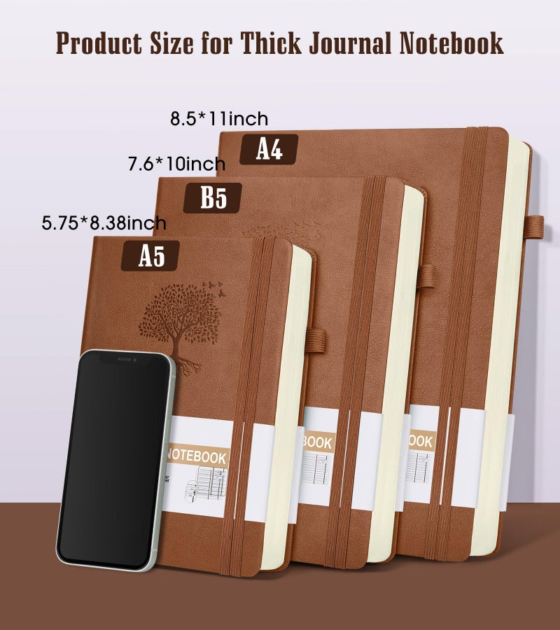 Ansopu Lined Journal Notebook -365 Pages A5 Thick Journal for Writing Men Women, College Ruled Notebook, Hardcover Leather Journal, Daily Notebook for Work, Note Taking,100Gsm Paper ( 5.75'' X 8.38'' Brown) - Image 2