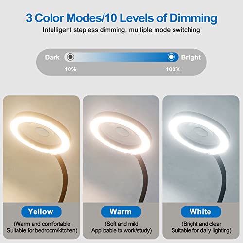 NEWACALOX Magnetic Magnifying Lamp, 3 Color Modes, 10X&5X Magnifying Glass, Flexible Gooseneck, Soldering Helping Hands Base Station - Image 3