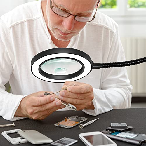 NEWACALOX Magnetic Magnifying Lamp, 3 Color Modes, 10X&5X Magnifying Glass, Flexible Gooseneck, Soldering Helping Hands Base Station - Image 5