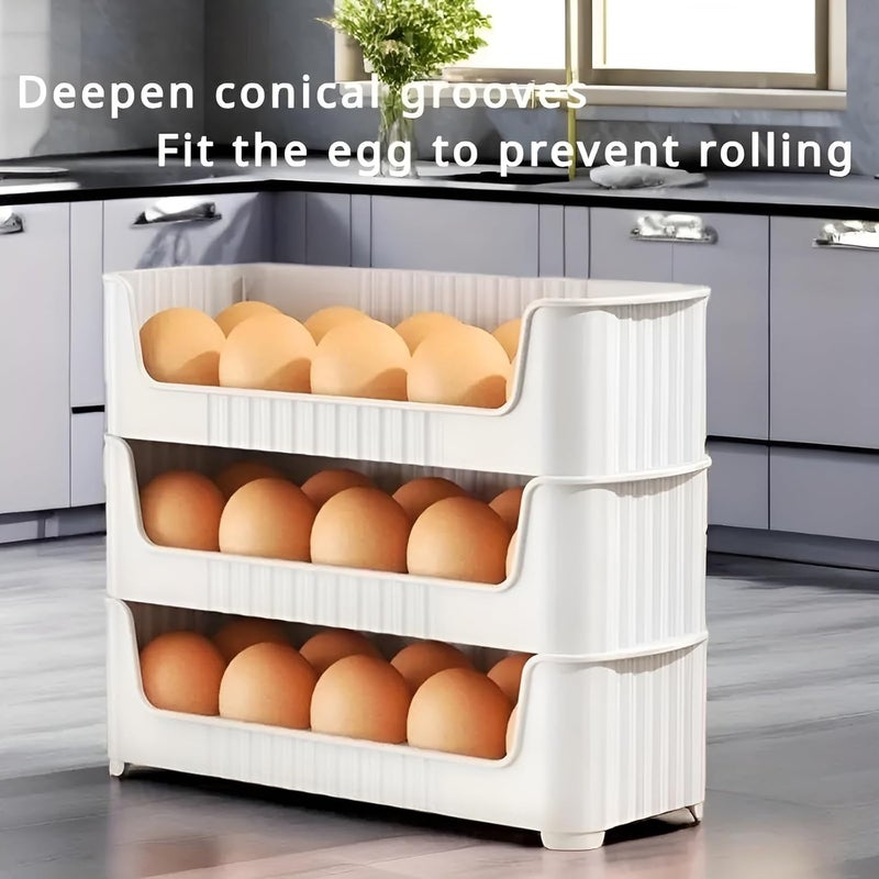 JIGSHTIAL Stackable Egg Holder Egg Storage Containers for Refrigerator - 10-Egg Storage Container, Durable Plastic, Egg Organizer for Refrigerator Egg Tray, Egg Storage Box (inda tray_pack of 1) - Image 3