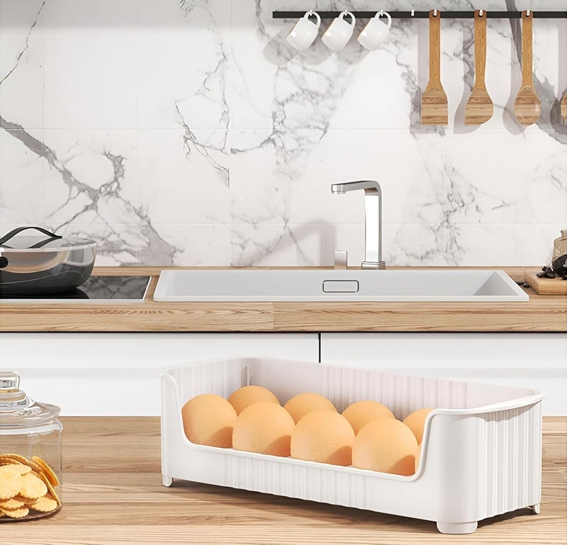 JIGSHTIAL Stackable Egg Holder Egg Storage Containers for Refrigerator - 10-Egg Storage Container, Durable Plastic, Egg Organizer for Refrigerator Egg Tray, Egg Storage Box (inda tray_pack of 1) - Image 1