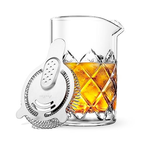 Final Touch Yarai Mixing Pitcher with Hawthorne Strainer - Elevate Your Cocktail Experience with Classic Elegance and Precision Pouring | Durable Glass Construction for Perfect Mixes (GMP110) - Image 1