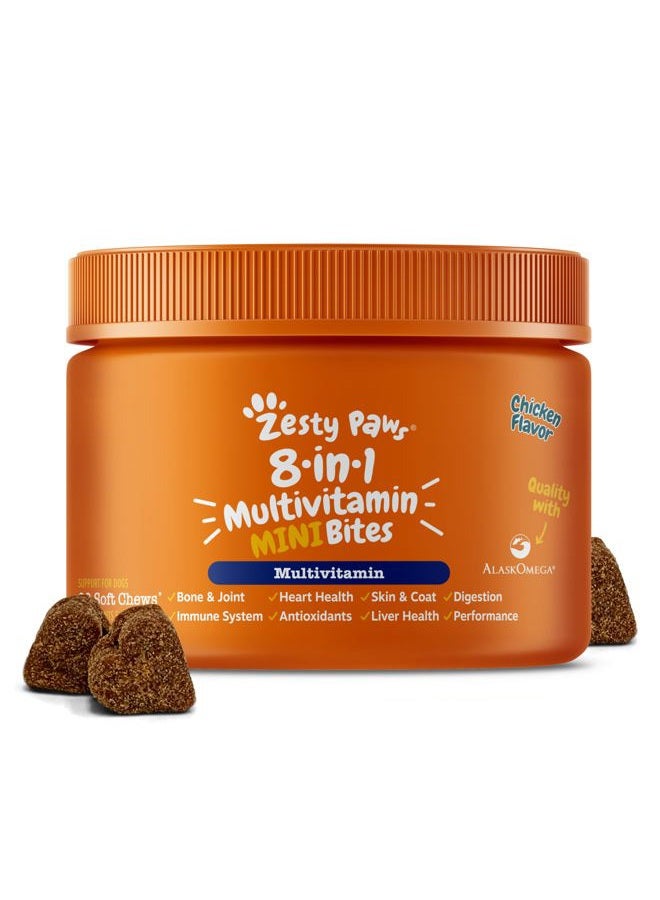 Zesty Paws علاجات الكلاب المتعددة الفيتامينات - الجلوكوزامين والكوندرويتين لدعم المفاصل + إنزيمات هضمية وبروبيوتيك - فيتامينات خالية من الحبوب للكلاب للبشرة والفرو + صحة المناعة - Image 1