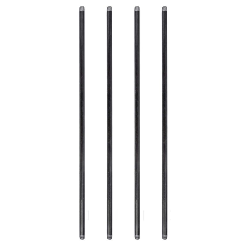 PIPE DCOR 12 x 36 Malleable Cast Iron Pipe Nipple Pre Cut Connectors Industrial Steel Grey Fits Standard Half Inch Black Threaded Pipes Nipples and Fittings Build Vintage DIY Furniture 4 Pack