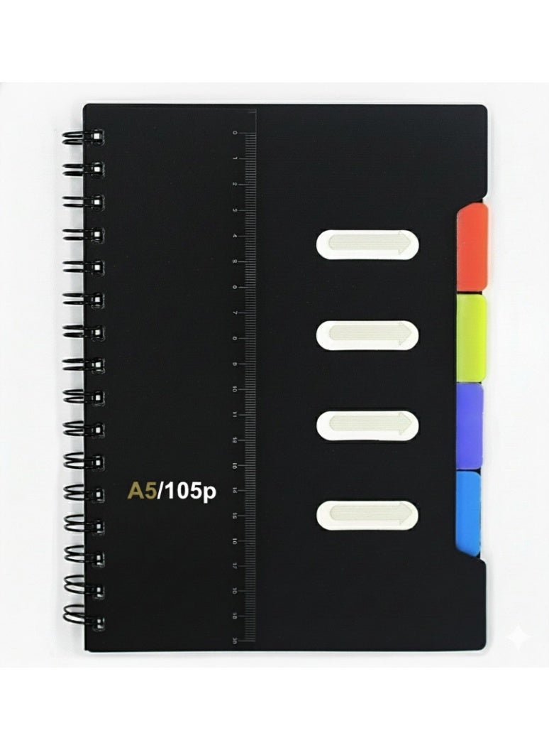 B5 Notebook with 105 Sheets and 4 Color Dividers – Thick 70gsm Paper, Perforated Pages for School, Office & Home Use - Image 1