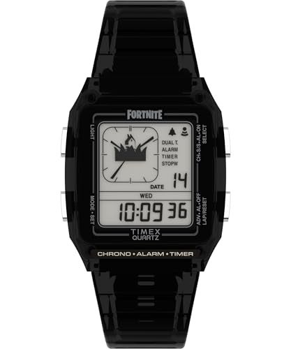 Timex Unisex Q LCA x Fortnite 35mm Watch Black Strap Digital Dial Black Case - Image 1